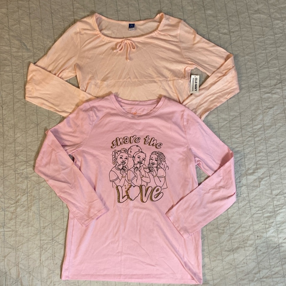 Long Sleeved Cat & Jack/ Old Navy Tee Bundle sz 14/16 PINK